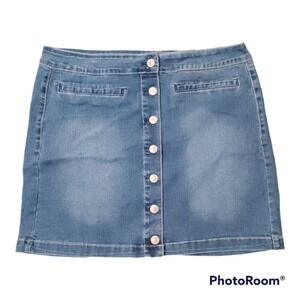 Wallflower button up front Denim Skirt Distressed women's size 11/12*
